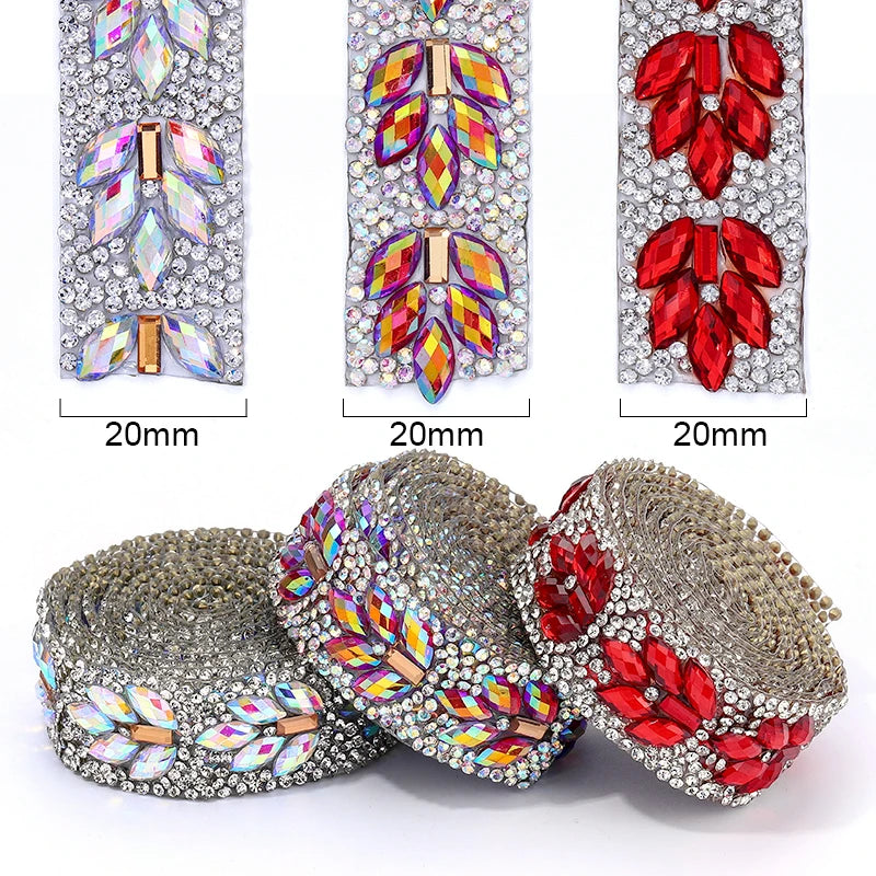 Rhinestone Trim Crystal Beaded Ribbon Sparkling Mesh Rhinestone Applique Trim for Dress Sewing Wedding Decoration DIY Craft
