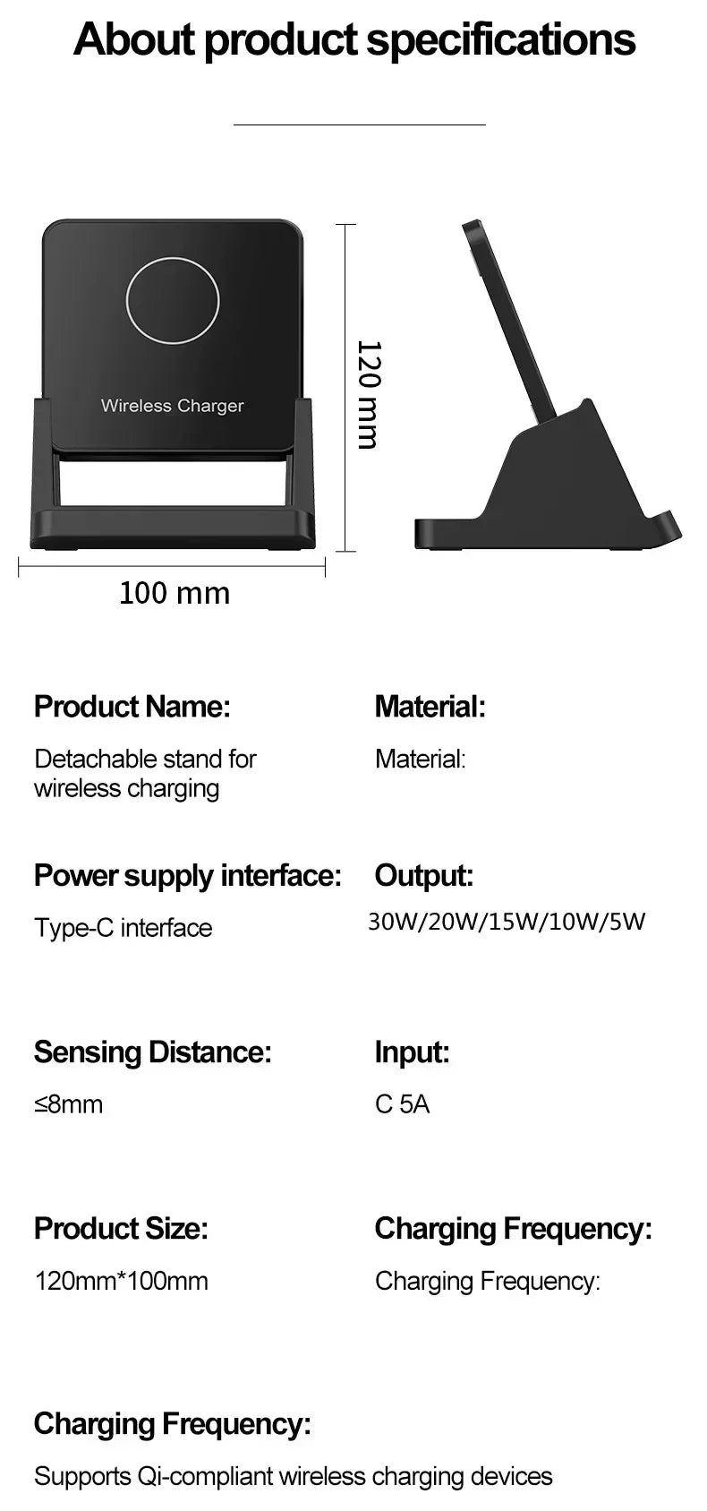 15W Wireless Charger Pad Stand Desktop Ultra-thin Mobile Phone Fast Charging Dock Station For iPhone 15 14 13 12 Samsung Xiaomi