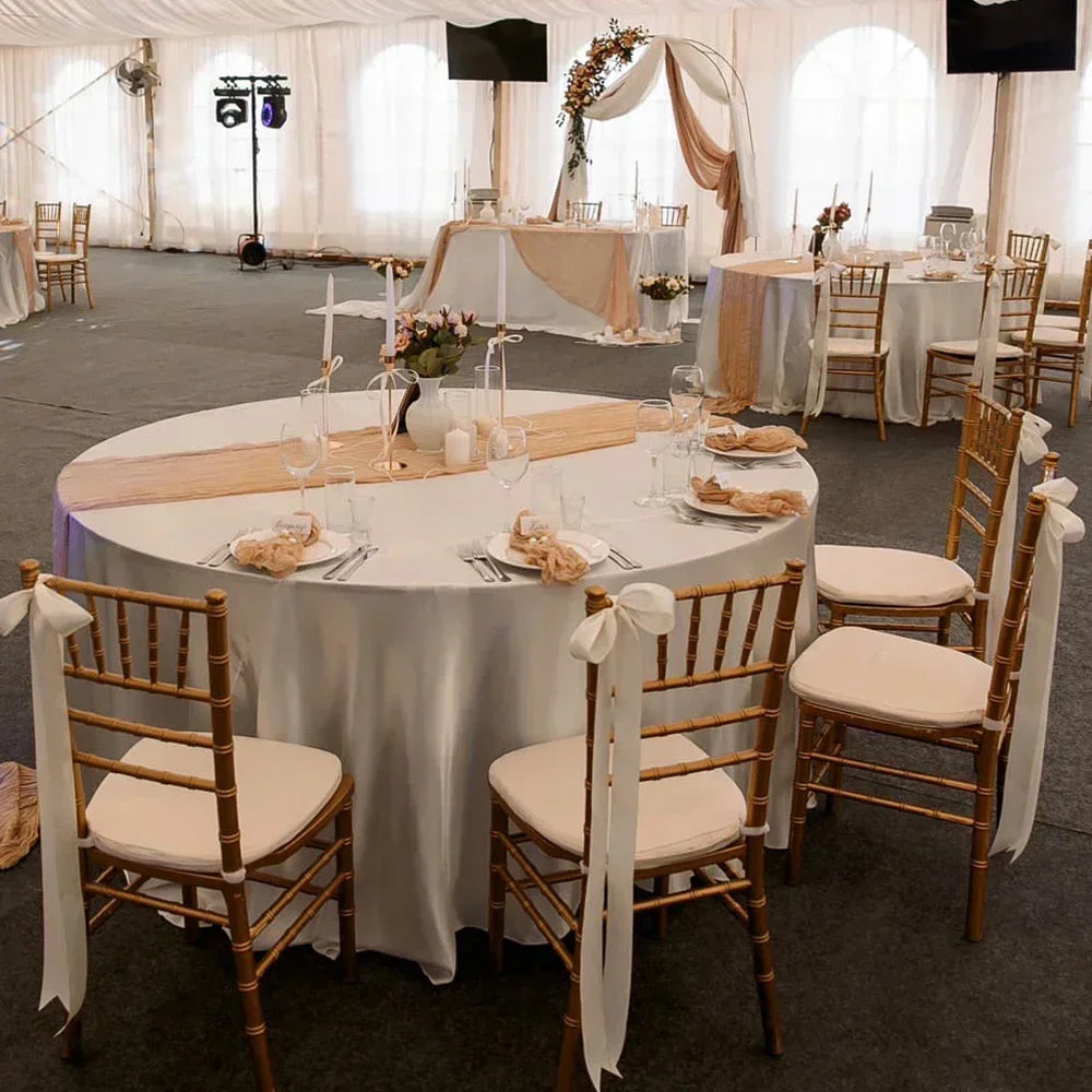 Round 108" Satin Tablecloth For Wedding Christmas Baby Shower Birthday Party Decoration Restaurant Coffee/Dining Table Cover