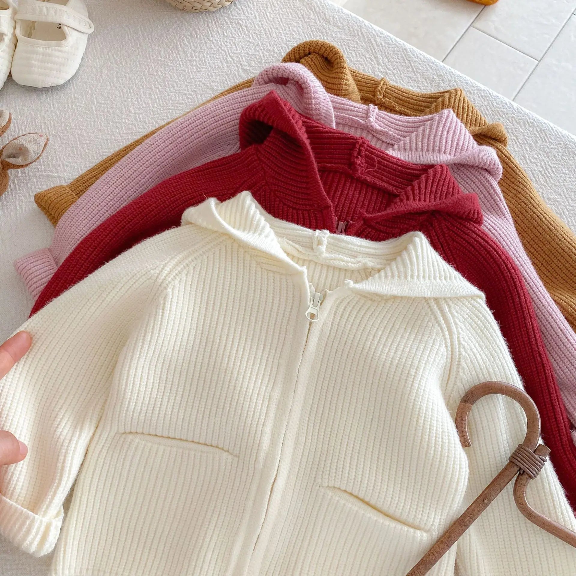 Autumn Baby Girls Hoodie Jacket Kids Sweater Long Sleeve Knitted Cardigan T-Shirt Children Tops Zipper Sweatshirt Child Coat