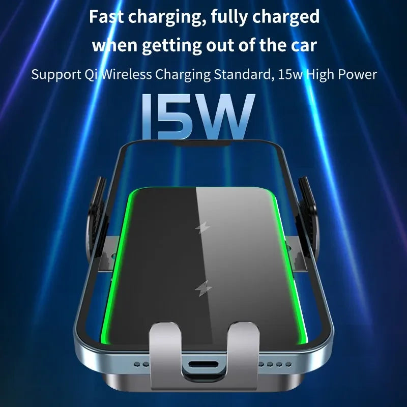 Wireless Charger Car Stand Phone Holder Dual Coil Fast Charging Station For Samsung Z Flip 4 3 2 S21 S20 S10 iPhone 15 14 13 12