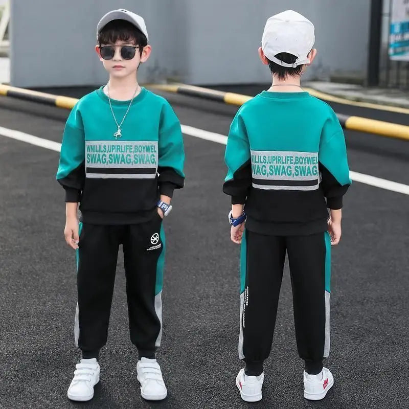 2024 Boys Clothes Set striped Sweatshirt tops + Sport Pants Tracksuits winter Autumn Kids Suit Children 5 7 8 9 10 11 12 13Year