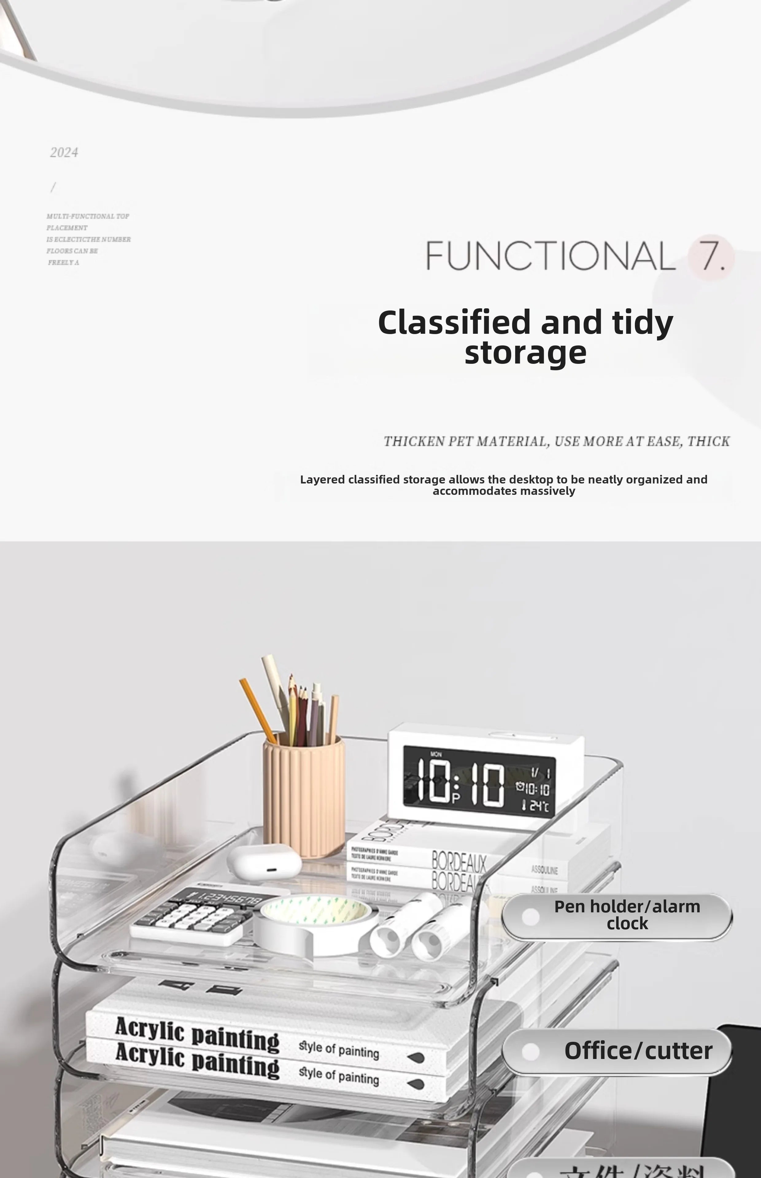 Desk Organizer with 2 Vertical File Holder, 4 Tier Stackable Paper Letter Tray File Organizer with  Pen Holder,Desk Organizer