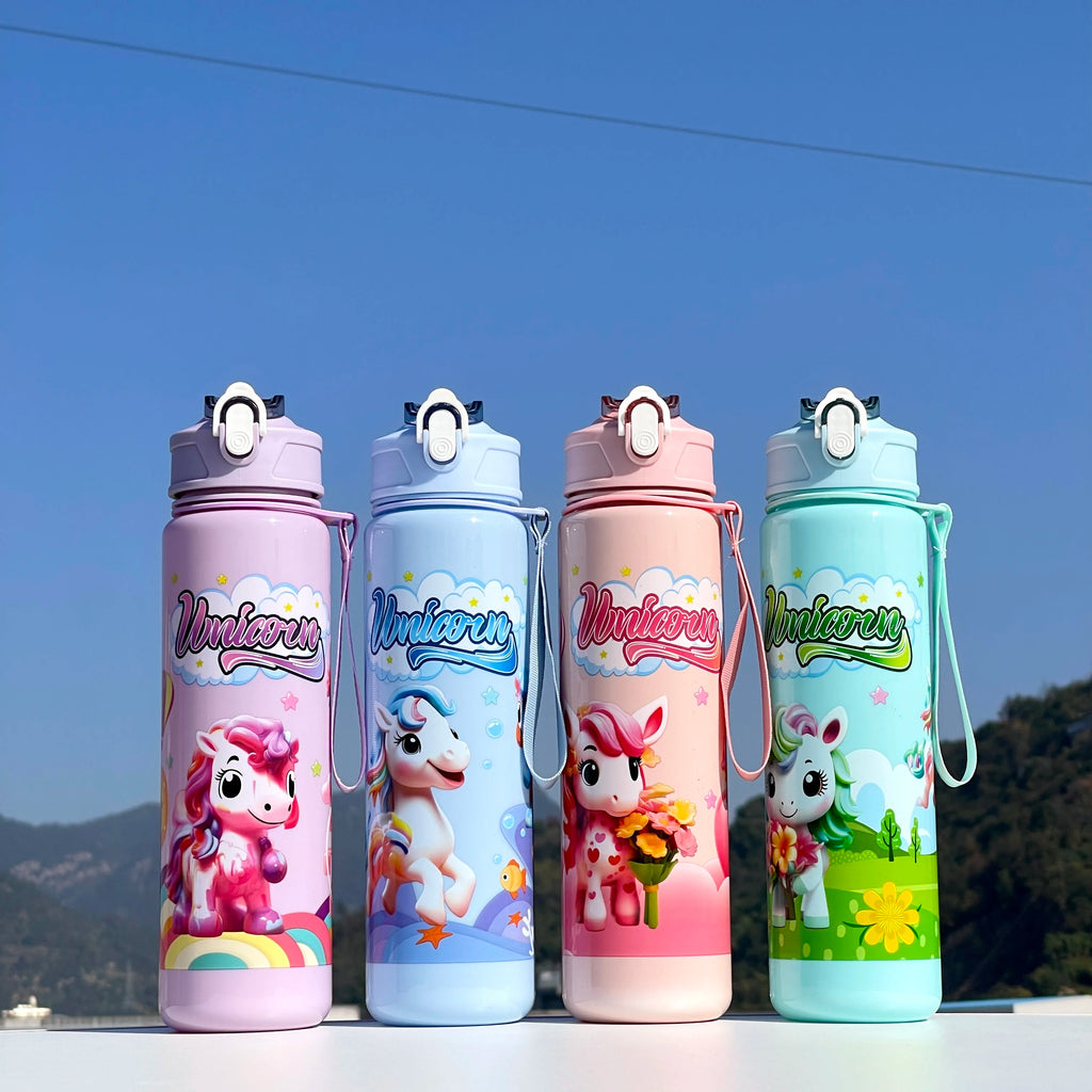A Unicorn Straw Cup, Cute and Portable, with a Large Capacity, Especially Suitable for School Use, Sports, Outdoor Camping, Water Bottles, and Cups