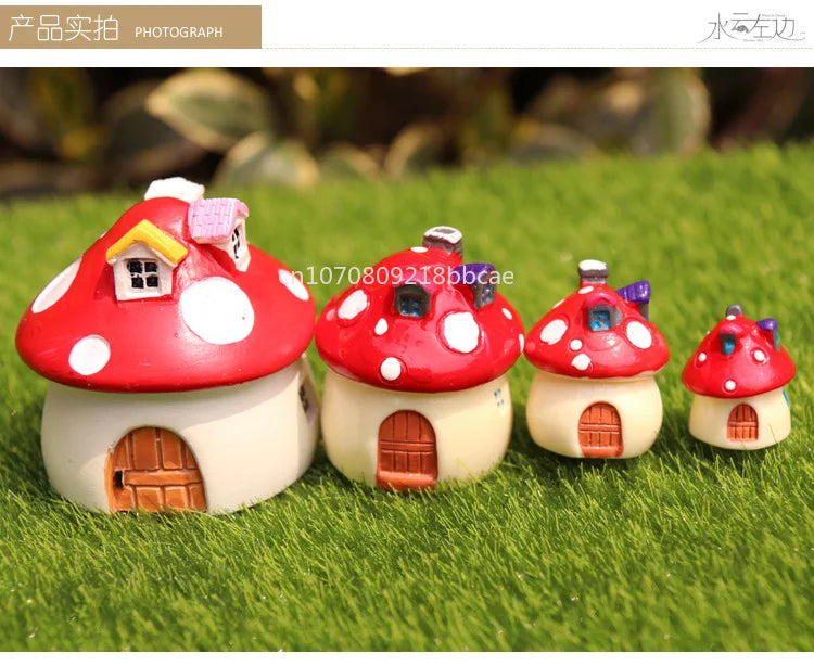 Mini Resin Moss Micro Landscape Decor Outdoor Fairy Miniature Garden Mushroom House Ornaments Handicraft Flower Pot Accessories