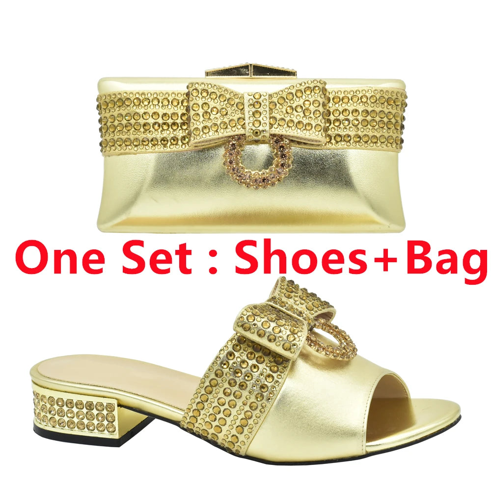 Rhinestone Matching Shoes and Bag Set
