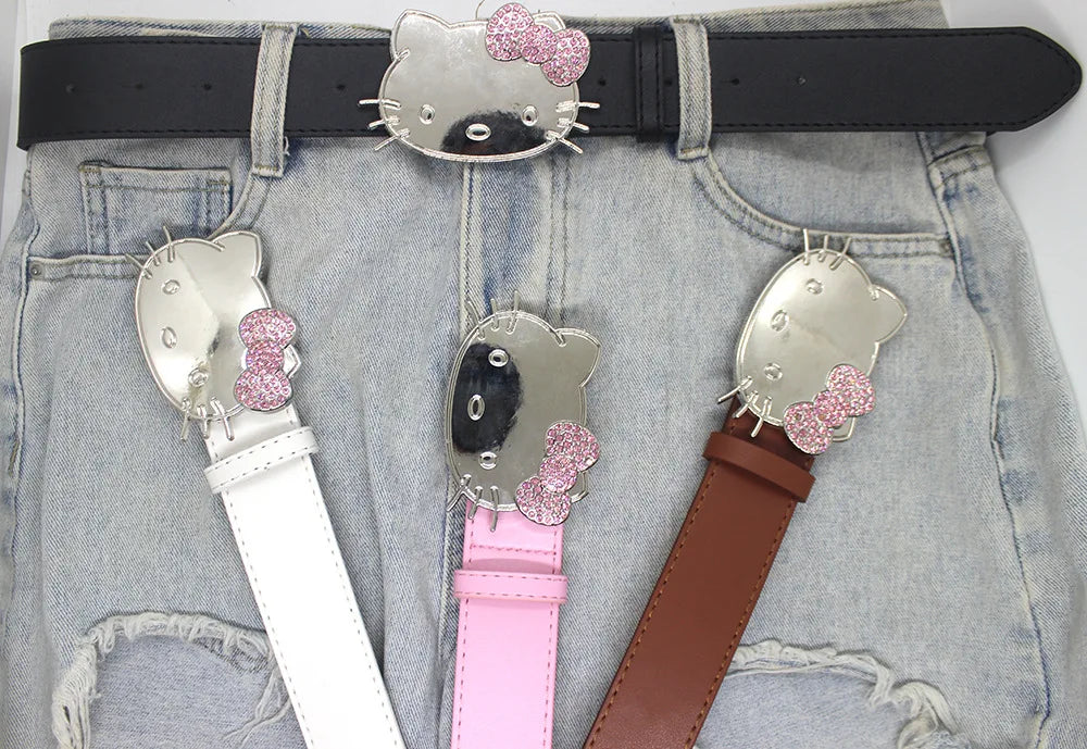 Korea Gothic Egirl Style Cat Metal Buckle Belt Men Women Y2K Belt