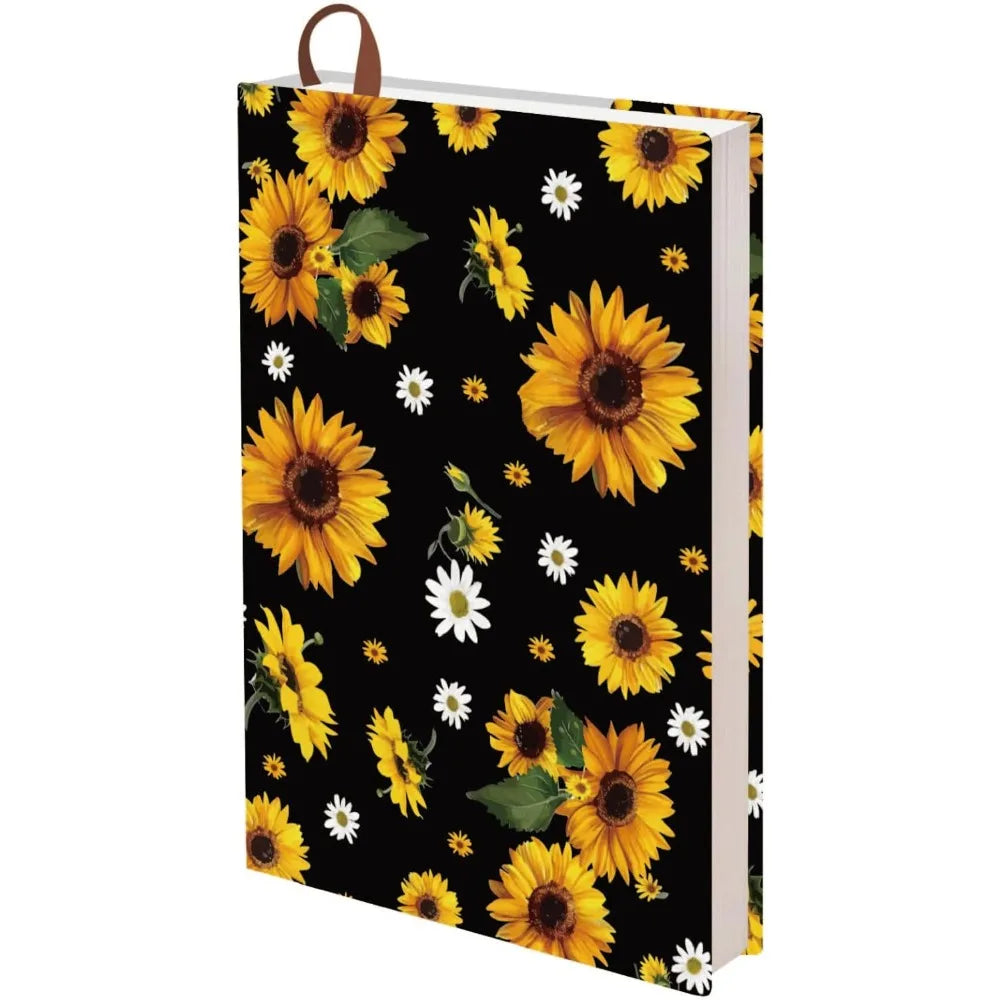 A5 Sunflower Jumbo Fabric Book Sleeve Covers Reusable Textbook Protective Book Sleeves for Hardcover 12.4x8.8Inch Books Label