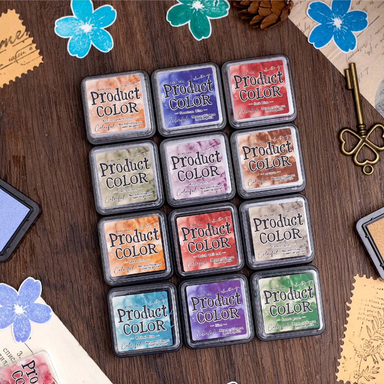 6 Pcs Colorfull Multicolor Ink Pad Set Student Planner Handmade Self Ink Stamp Inkpad School Accessories Stationery Supplies