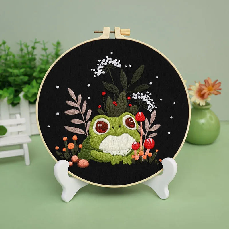 Bird Flower Chinese Wind Embroidery Kit with Instruction Needle Cloth with Pattern for DIY Craft Kit Home Decor