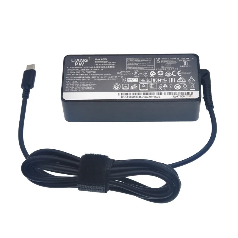 20V 3.25A 65W USB Type-C AC Laptop Power Adapter