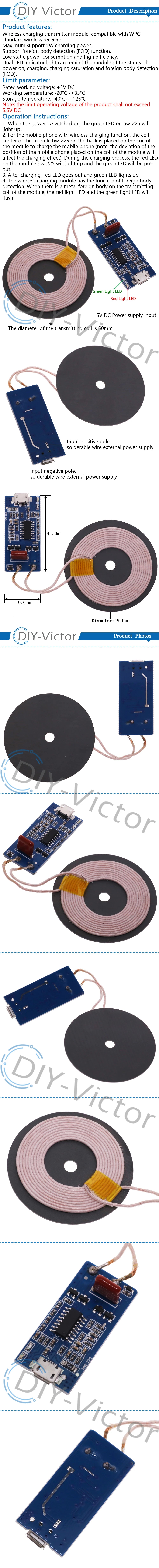 5V 1A wireless power supply/charging 5W wireless charger transmitter universal quick charge DIY Micro USB