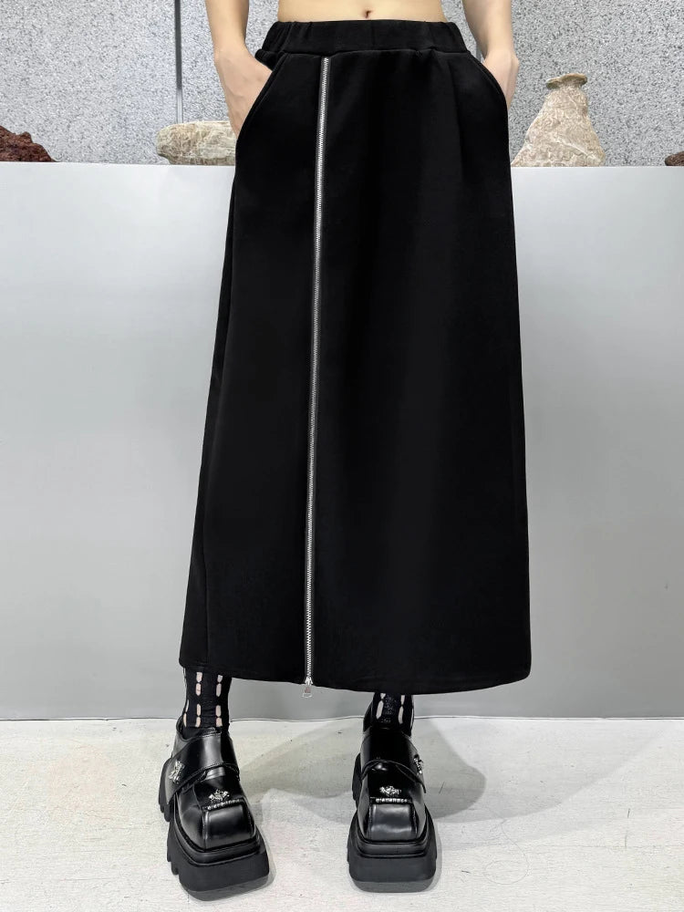 [EAM] Zipper Sweatshirt Half-body Skirt Two Pieces Suit New Turtleneck Long Sleeve Women Fashion Tide Spring Autumn 2026 1DH7237