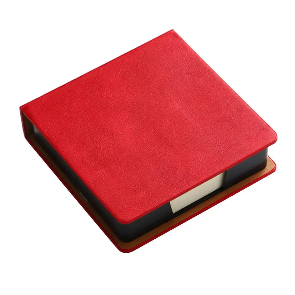Desk Organizer with Note Paper Note Box with Grooves Imitation Leather Sticky Notes Holder with Lid Cover Name Cards Organizer