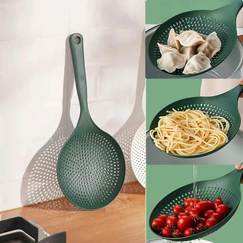 Large, Thickened, Long-handled Strainer Spoon for Draining Noodles and Dumplings in A Household Kitchen Kitchen Tools