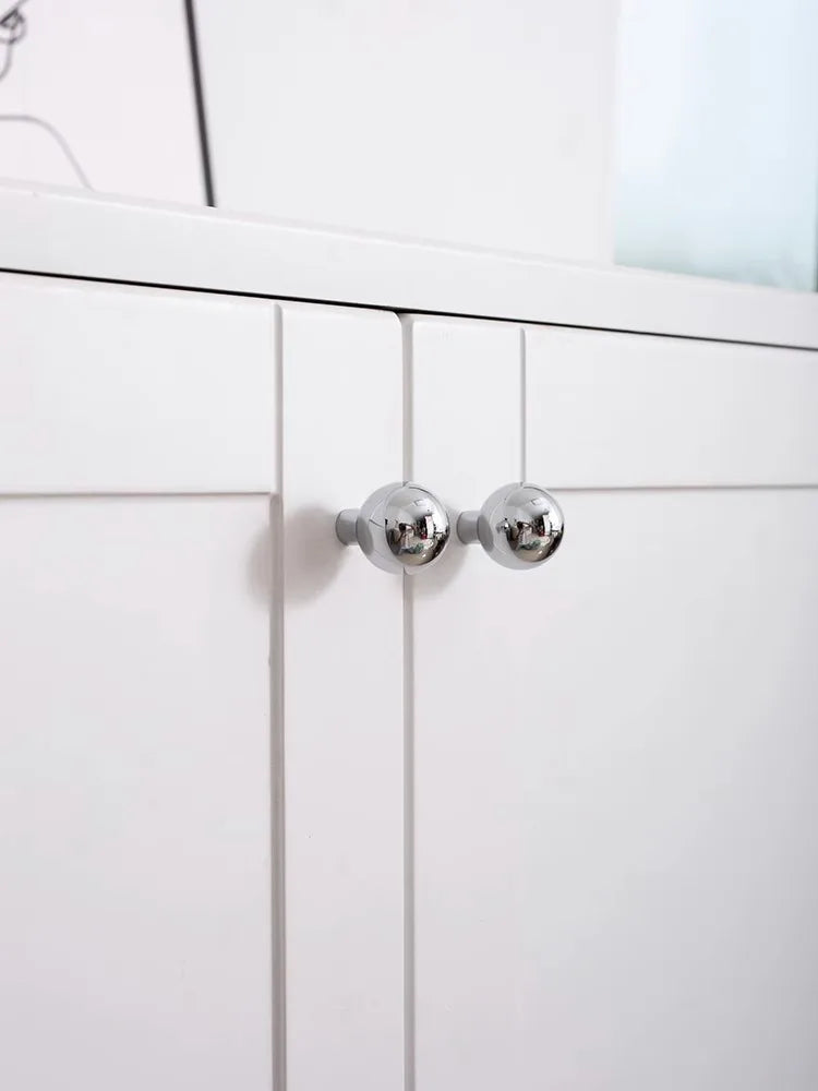 Santaya Brass Drawer Round Knobs Chrome Bright Silver Modern Minimalist Dresser Handle Single Hole Ball Kitchen Cabinet Pulls