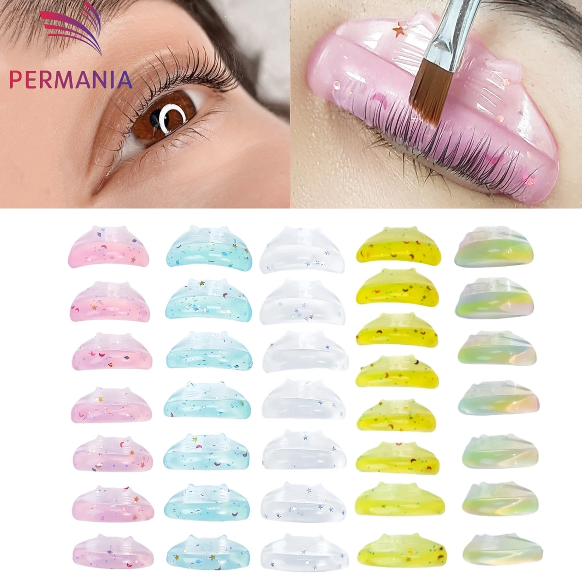 PERMANIA New 7 Pairs Silicone Eyelash Perm Pad Sticky