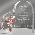 Heart-Shaped Bible Verse Acrylic Decor – Boho Cross &amp;