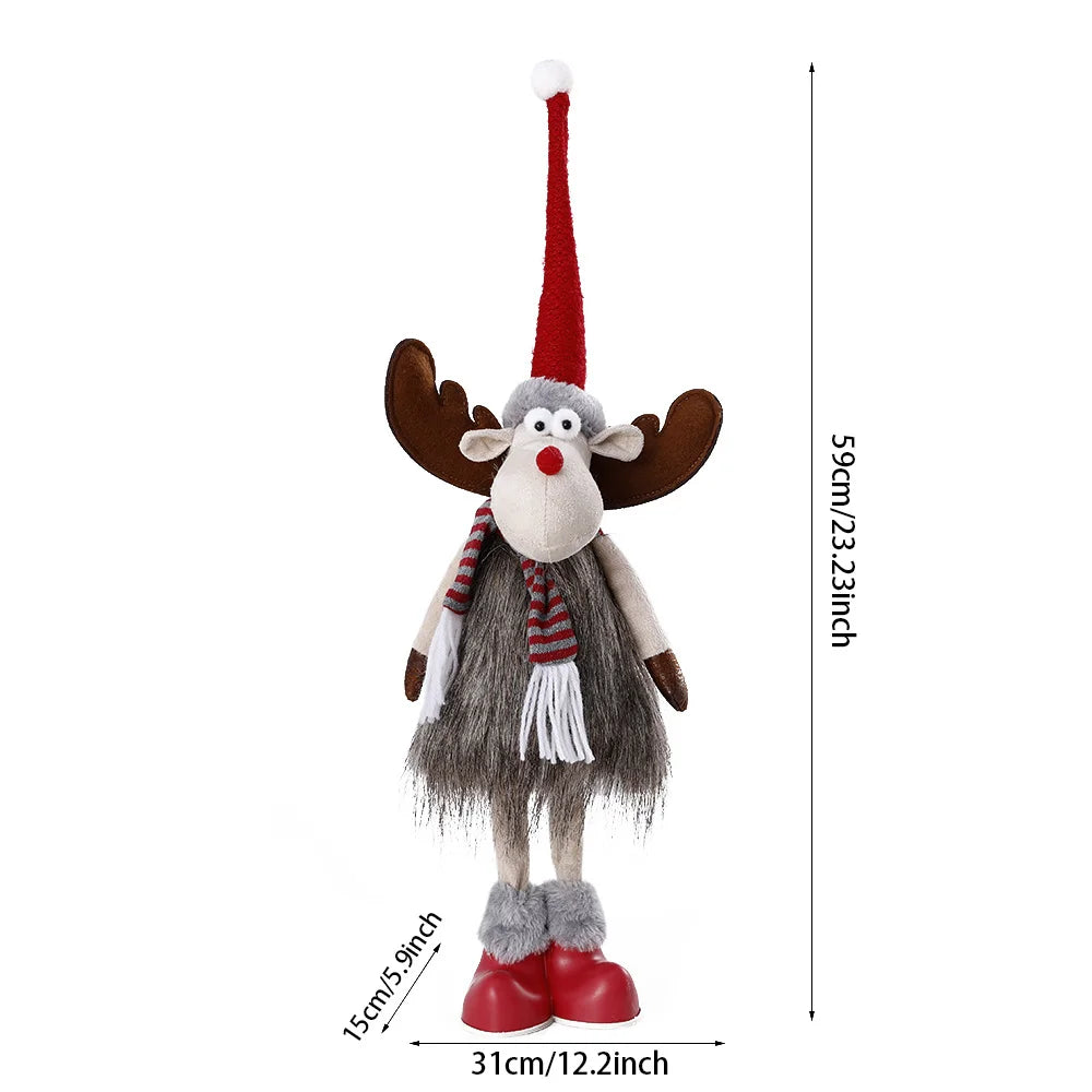 Christmas Large Standing Elk Dolls Navidad Figurine Ornaments With Lights Reindeer For Xmas Kid Gift 2023 New Year Home Decor