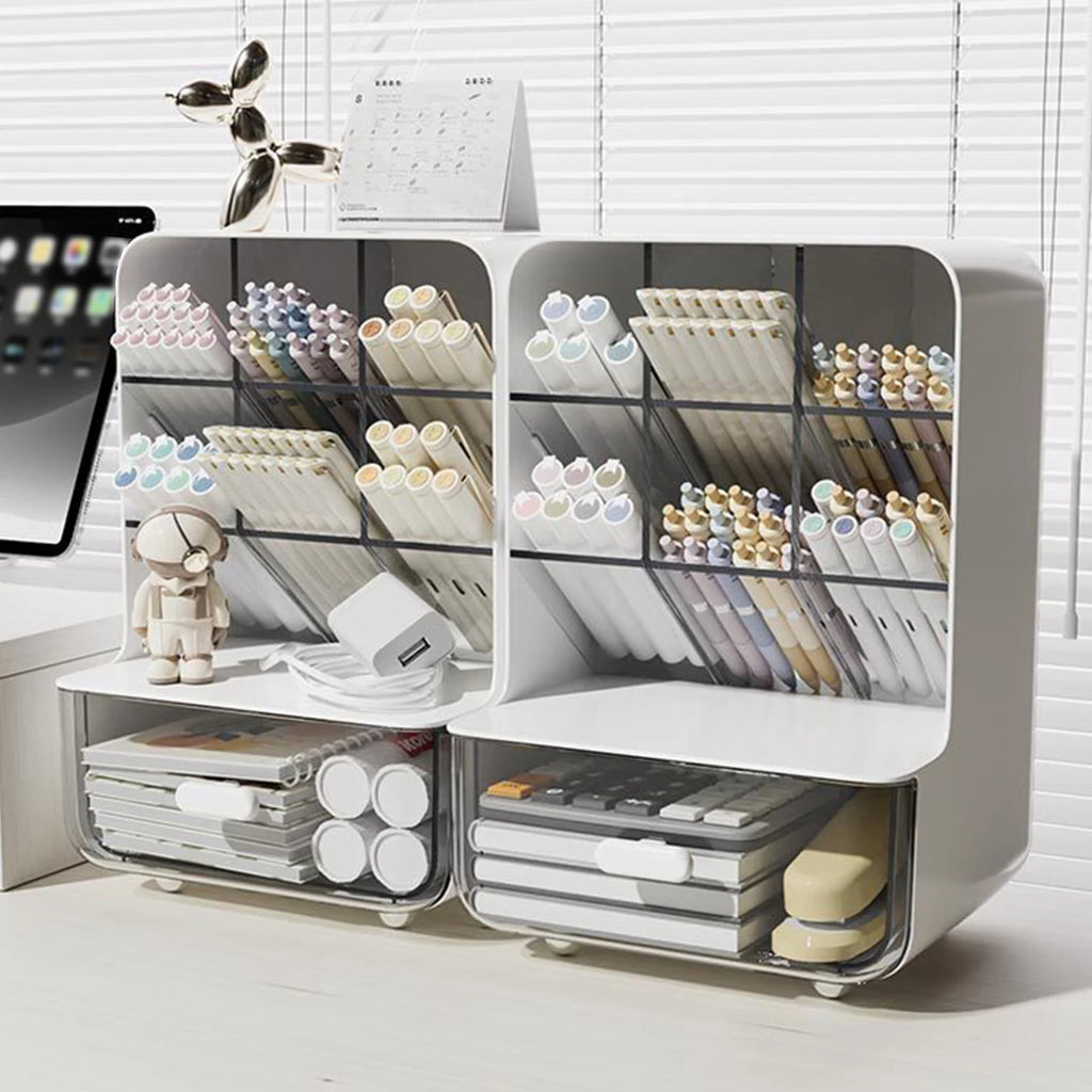 Clear Desk Organizer Pen Holder Multi-layer Pencil Storage Box