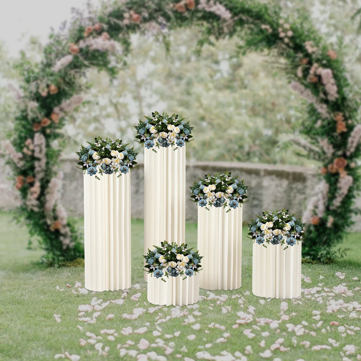 Wedding Party Flower Stand Cylinder Foldable Cardboard Centerpiece Dessert