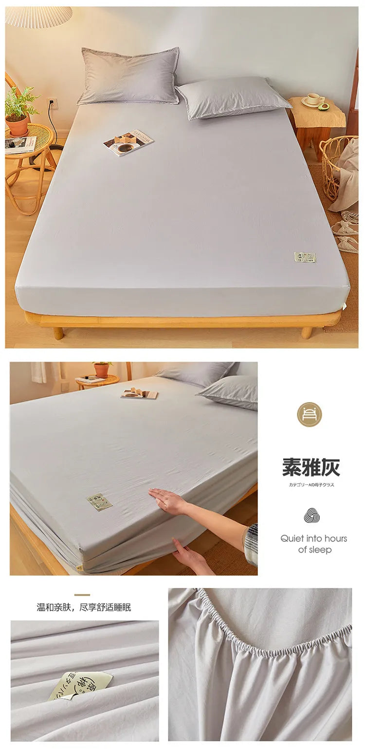 100% Cotton Mattress Covers Air-Permeable Anti-Pull Fitted Sheet No Pillowcase Elastic Bands Non Slip for Single Queen King Bed