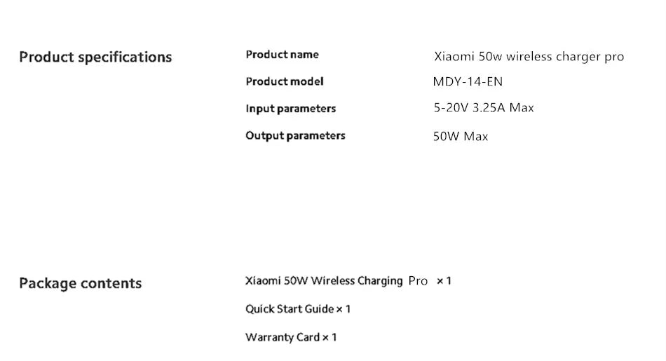 Xiaomi Mi 50W Wireless Charger Pro Vertical Air Cooling Fast Charging For Xiaomi 17/15/14/13/12 Series For iPhone Series