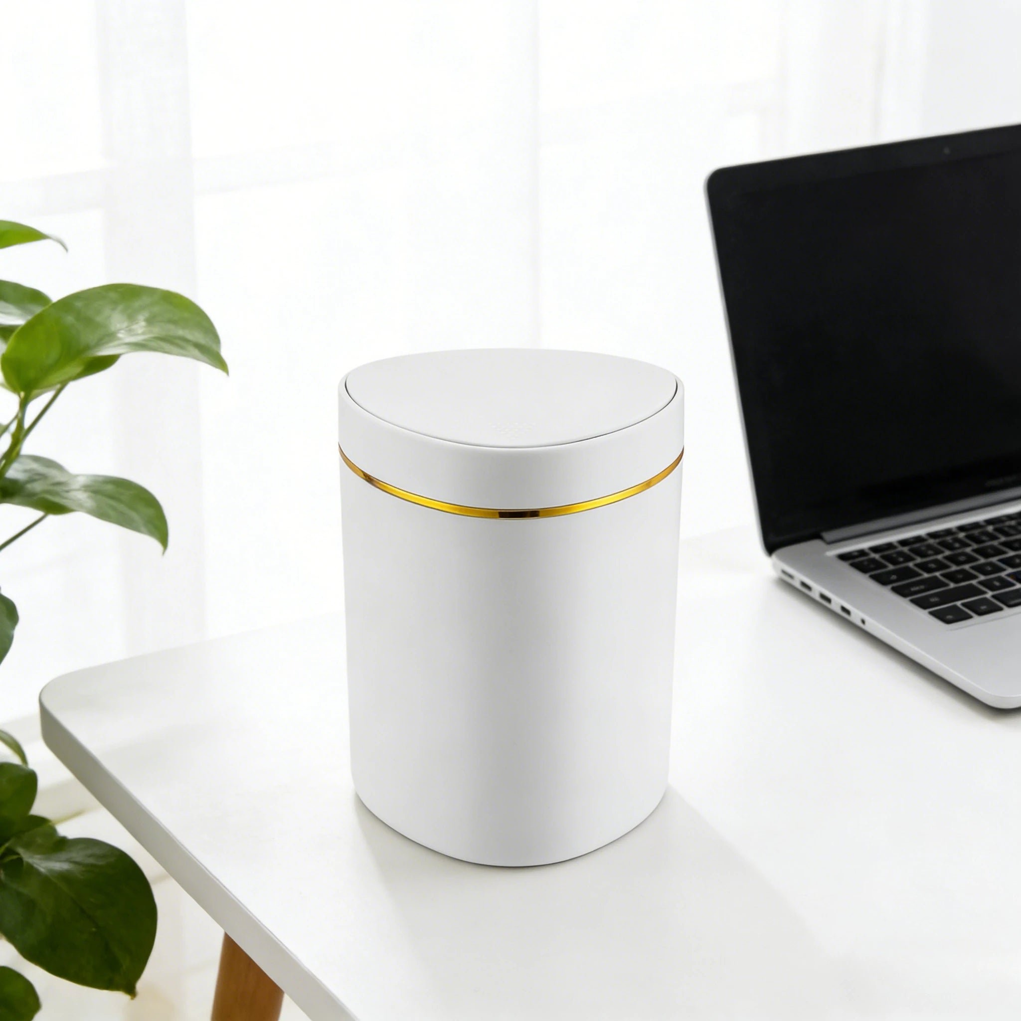 Small Trash Can with Lid Plastic Press Type Step On Wastebasket for Office Dorm Bedroom Bathroom Kitchen Car Desktop