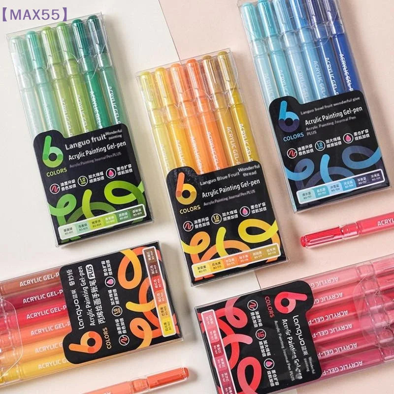 【MAX-55】1 Set Multi-Color Gel Pen Student Neutral Pen 6