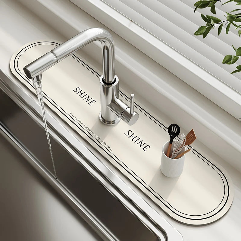 Kitchen Sink Faucet Mat Absorbent Faucet Splash Guard Drain Pad Bathroom Countertop Protector Diatomite Faucet Rug Washable