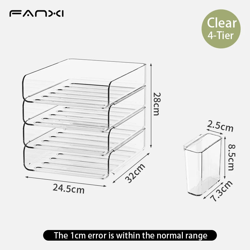 Desk Organizer with 2 Vertical File Holder, 4 Tier Stackable Paper Letter Tray File Organizer with  Pen Holder,Desk Organizer