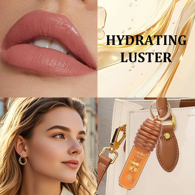 Honey Lip Oil Essence Moisturizing Lip Gloss with Keychain