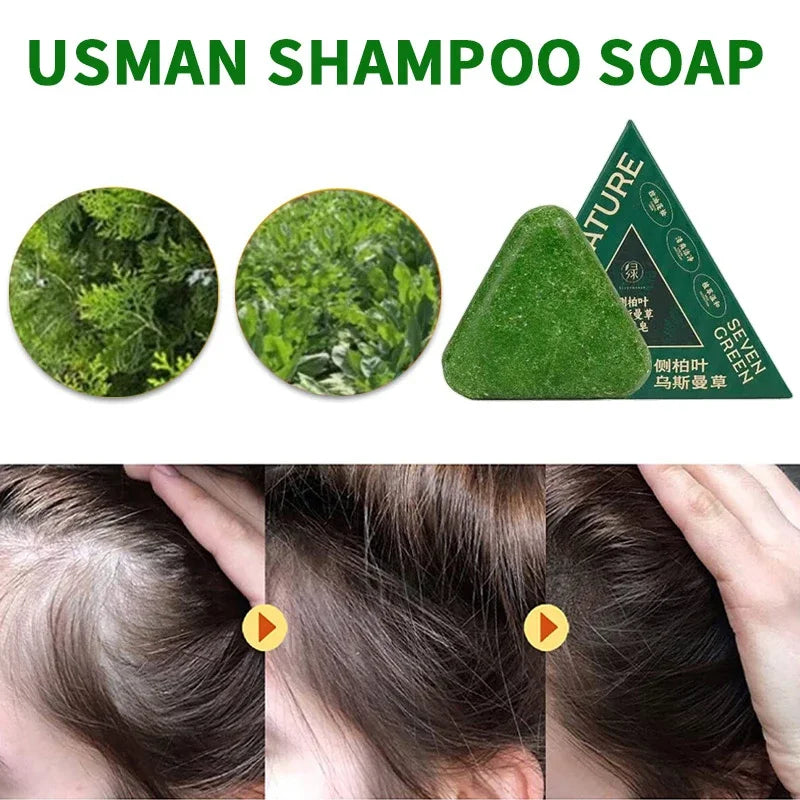 120g Seven Green Platycladi Usman Grass Handmade Shampoo Soap