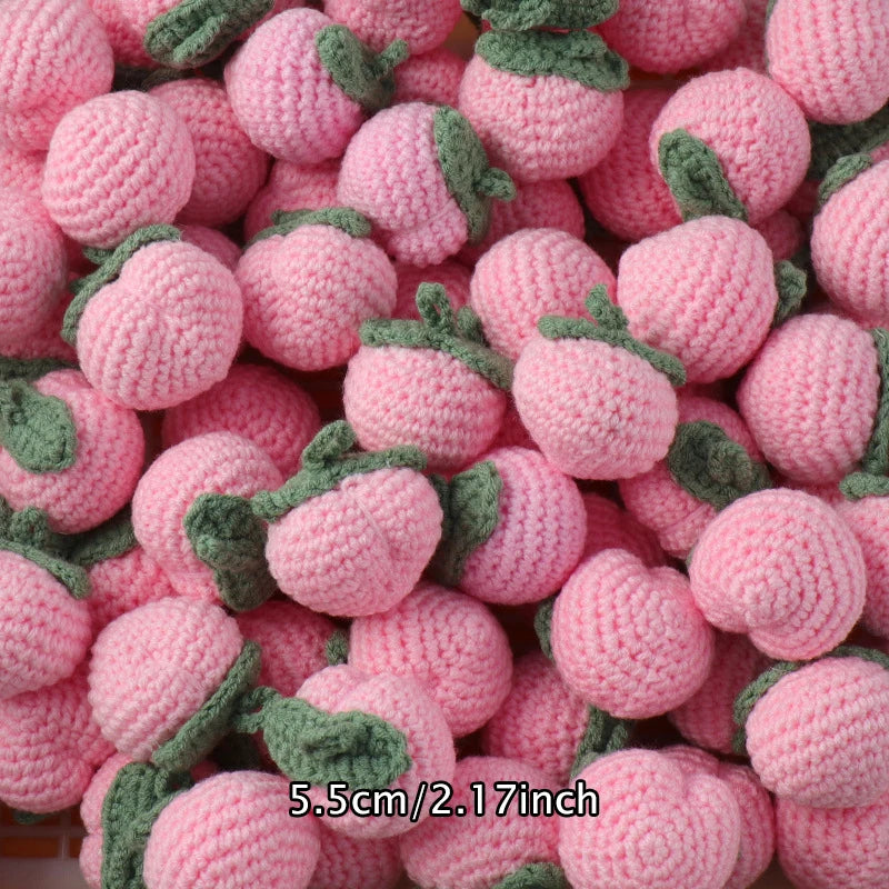 1pc Finished Handmade Knitted Fruit Pendant Crocheted Wool Strawberry Orange Bag Car Key Ring Pendant Handbag Charms Gifts