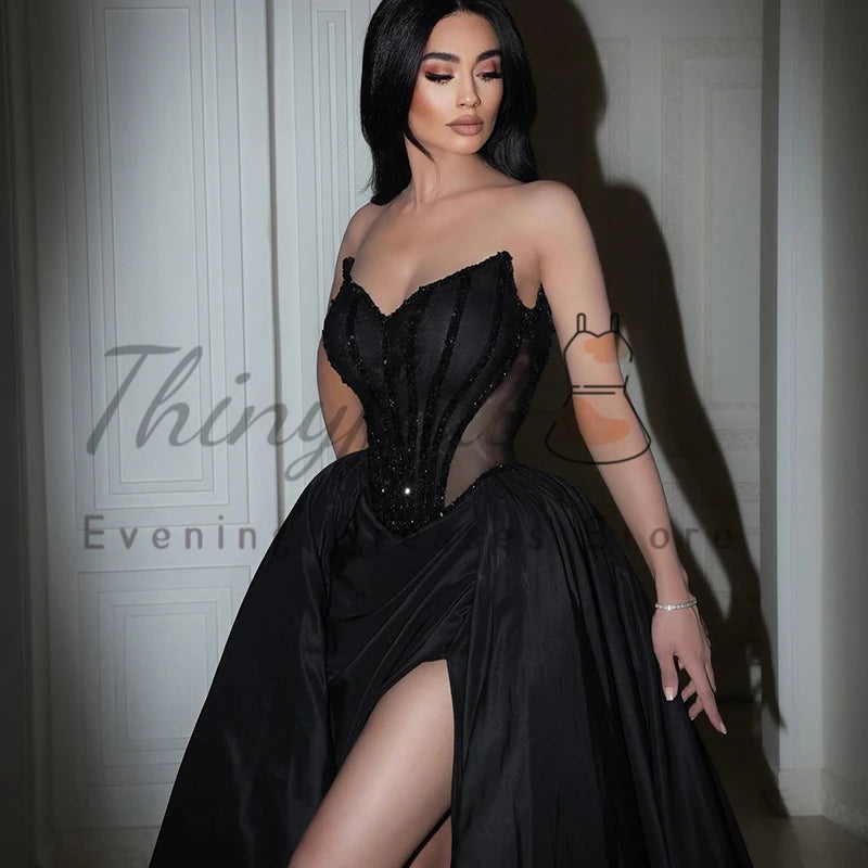 Thinyfull Formal A-Line Prom Evening Dresses Saudi Arabia Sweetheart Beadings Party Dress Sexy Cocktail Prom Gowns Customized
