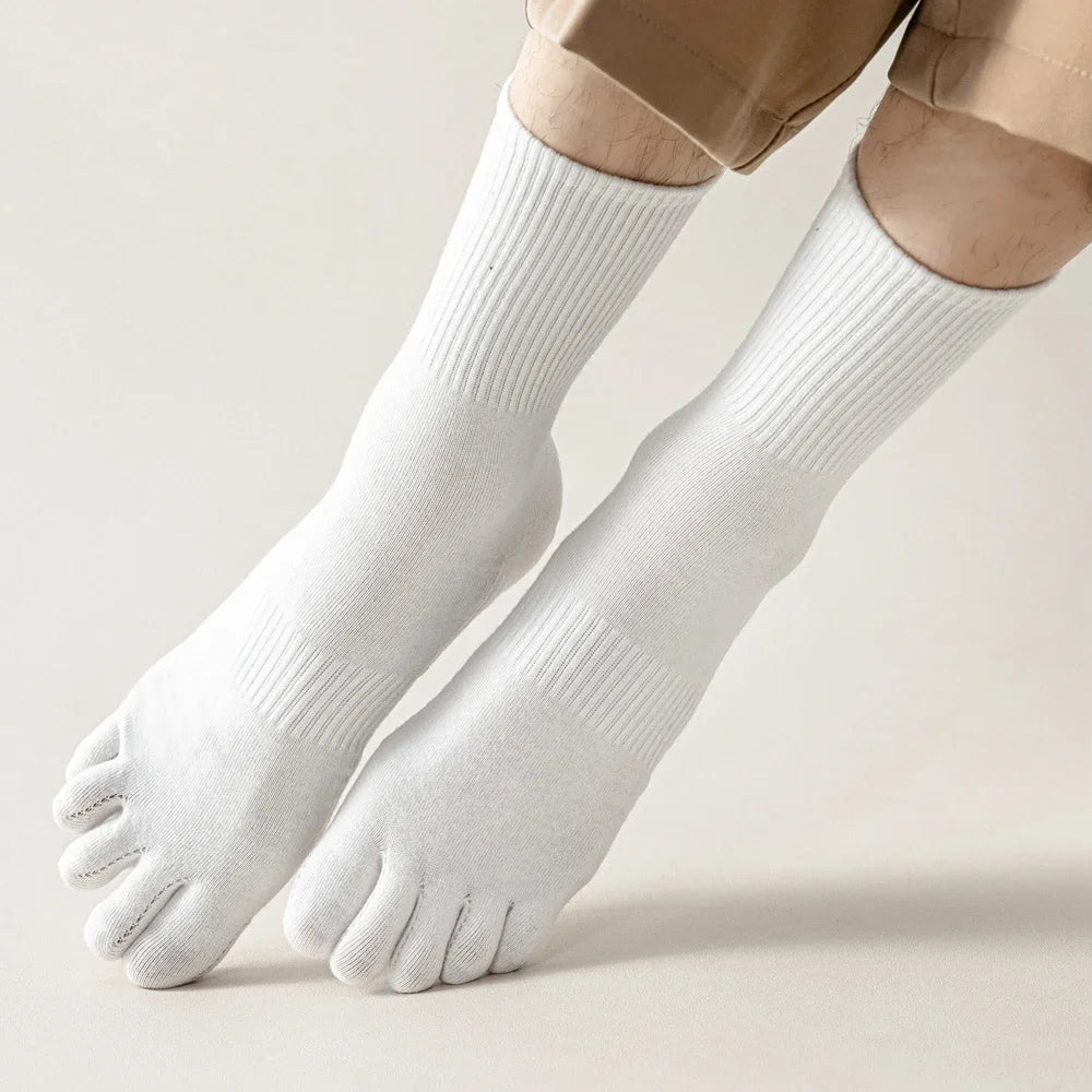 3 Pairs Five Finger Socks Men Anti-slip Sports Athletic Crew Socks Men High Quality Cotton Toe Socks Basketball Middle Tube