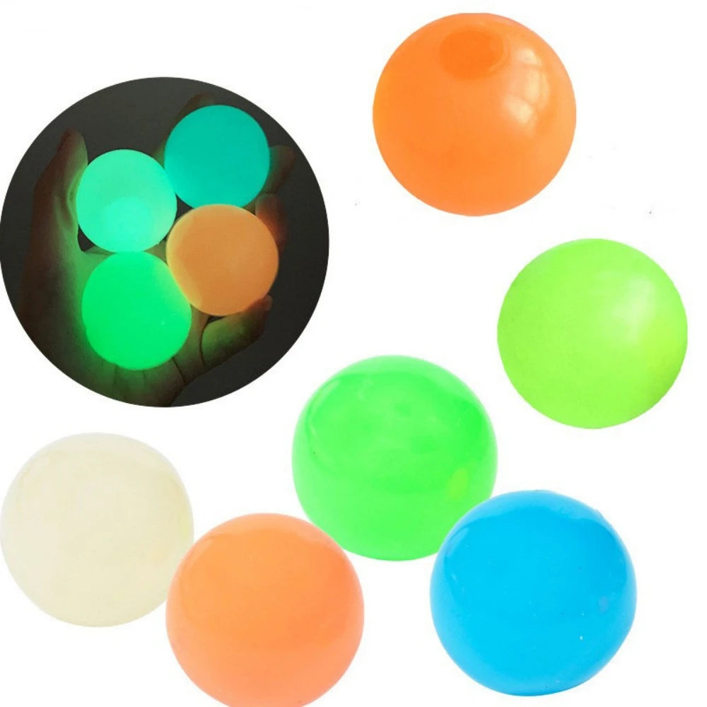 6/12/18 Pcs 4.5cm Fun Luminous Pinch Sticky Balls for