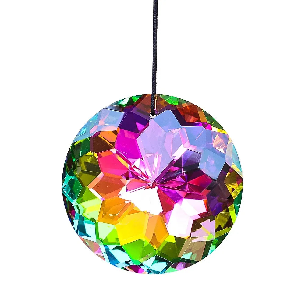 Crystal Decoration Sun Flower 45/60/63mm Rainbow Aurora Crystal Prism Chandelier Room Decoration Hanging Ornament Home Decor
