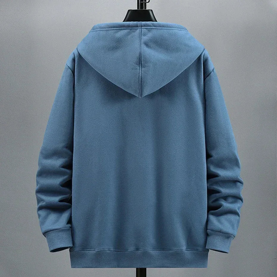 2024 Men Zip Oversized Hoodie Plus Sized Fleece Hood Long Sleeve Top Male Sweatshirt Zipper Loose Baggy Big Size Plus Large 12XL