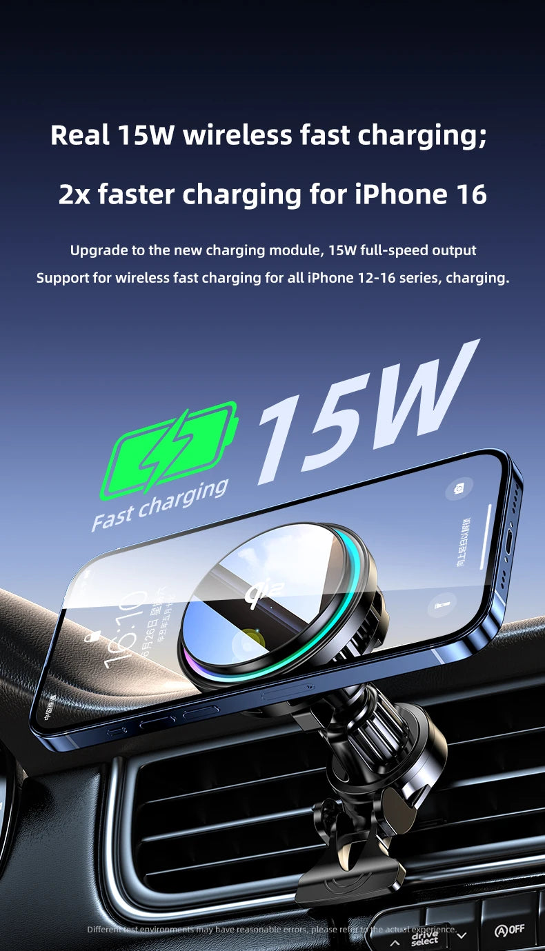 Tempered Glass 15W QI2 Wireless Charger ice Cooling Phone Holder For Magsafe iPhone 16~12 Magnet Cellphone Bracket Fast Charging