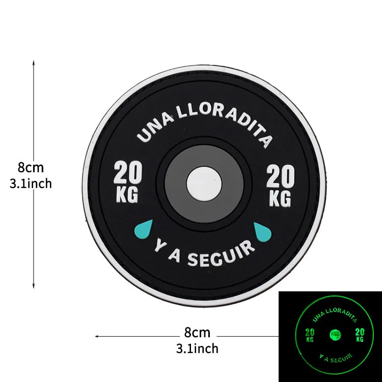 20kg Strength Lifting Barbell 500m A Llorar A Dar Por Patch PVC Emblem With Hook Fastening For Backpack Cap Vest Helmet Uniform