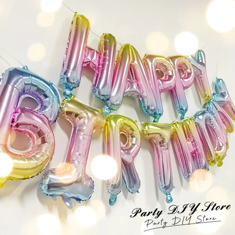 ATG 13pcs Rose Gold Birthday Balloon  Foil Letter Balloons Set Happy Birthday Decoration Caramel Color Globos Kids Party Supplie