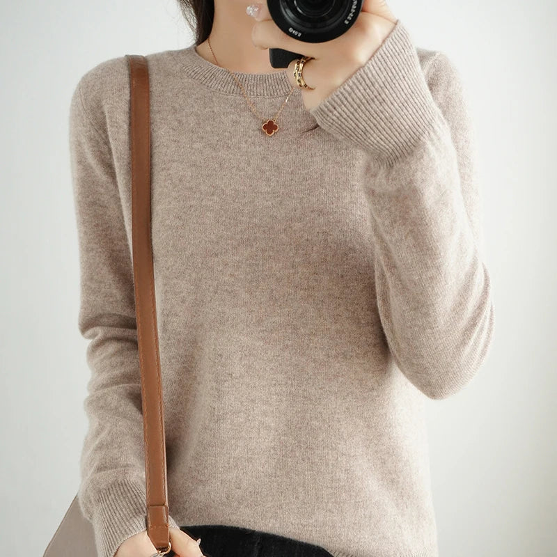 Autumn And Winter Thin Sweater Women's Round Neck Pullover