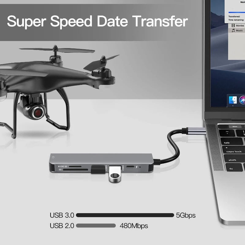 USB C Hub to 4K HDMI-Compatible USB 3.0 2.0 Type C PD Charging