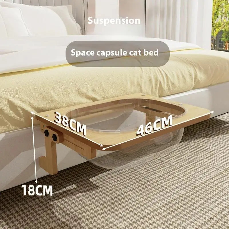 〔HM4〕Wood Cat Bed Space Capsule Cat House Cat Hammock Cat Window Bed Space Capsule Non Perforated Suspension Hammock Bed