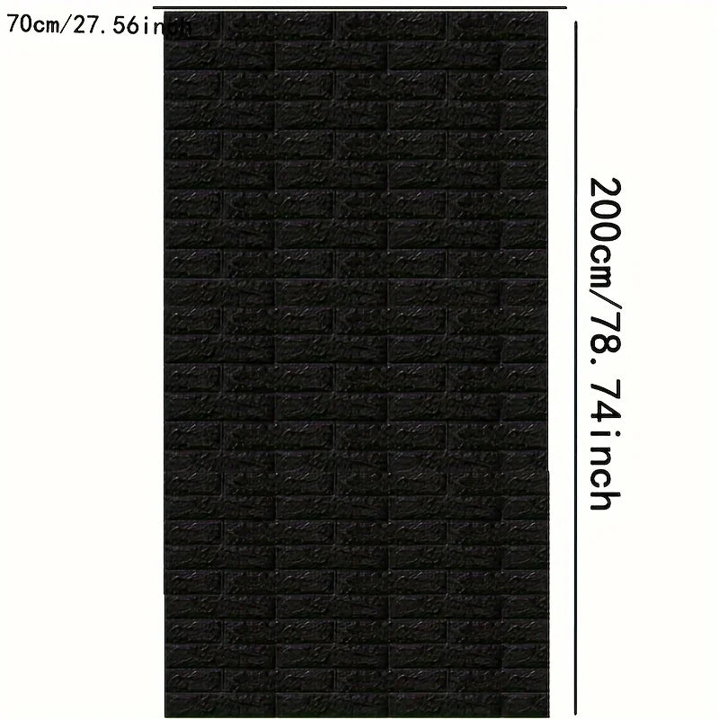 3D Brick Wall Stickers Black Wallpaper Anti-collision TV Backdrop Home Decoration Wall Art Decor Bedroom 70*200cm