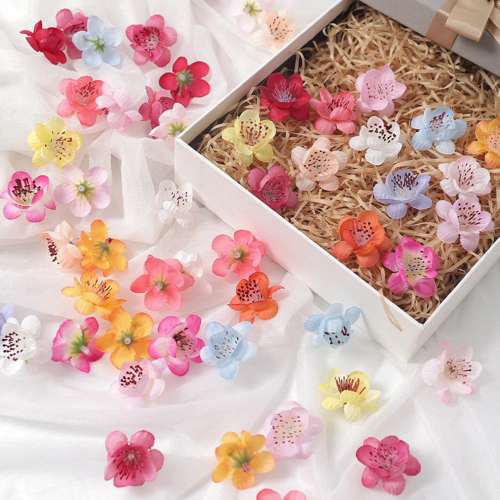 20/30Pcs Peach Blossom Artificial Flower Head For Wall Plant Home Room Decoration DIY Garland Valentine's Day Gift Wedding Decor