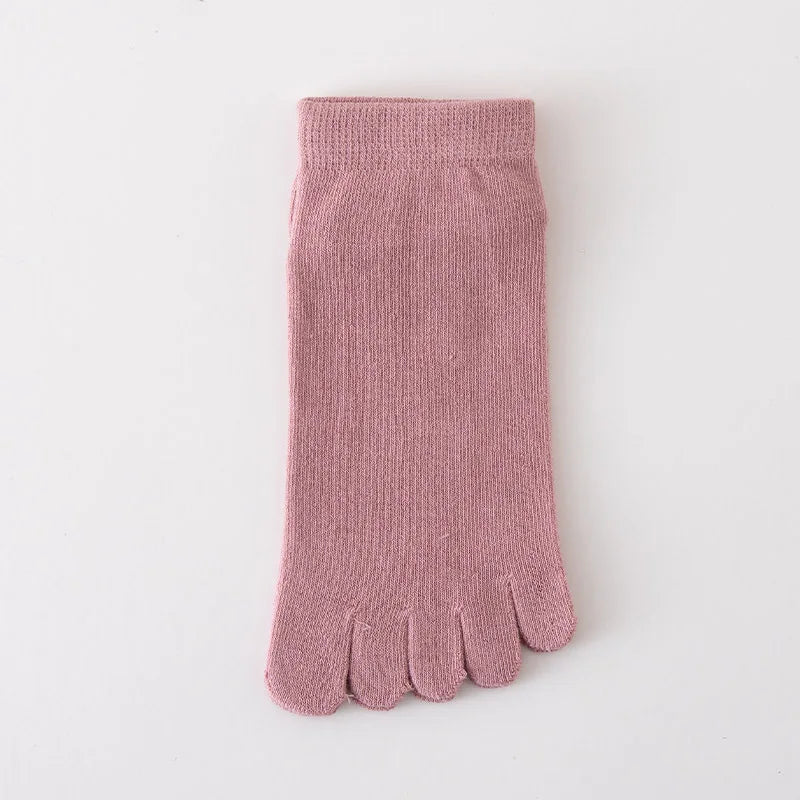 Spring Summer Women's Candy Color Ankle Socks Sweat absorption Breathable Cotton Split Toe Socks 5 Toes Short Five Finger Socks
