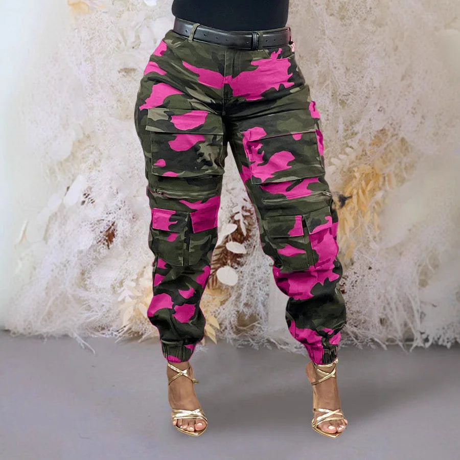 Cargo Pencil Pants Women Camouflage Pant Pockets Trousers Print