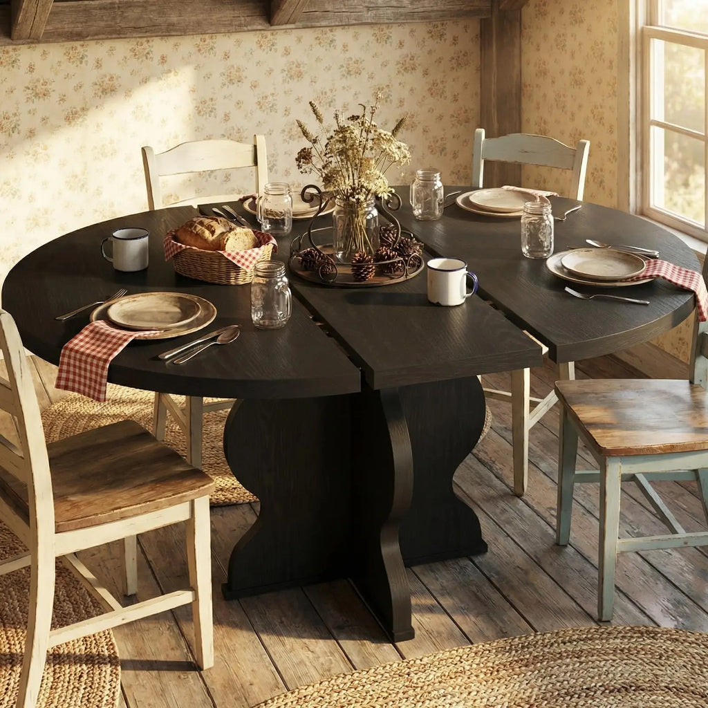 47"-63" Extendable Round Dining Table for 4-8